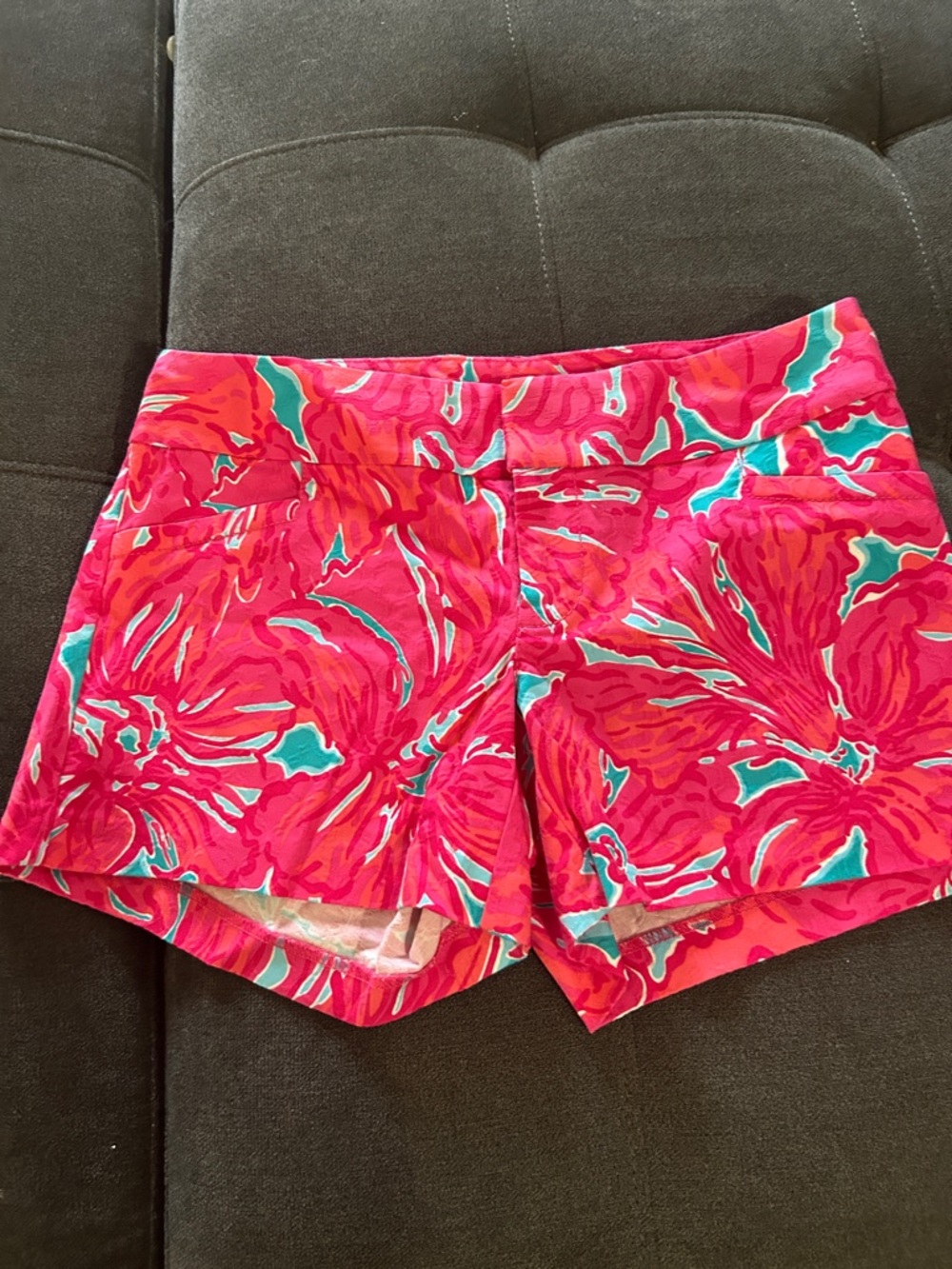 Women’s Pink Tropical Print Cotton Shorts Lilly Pulitzer Size 0 Worn Twice